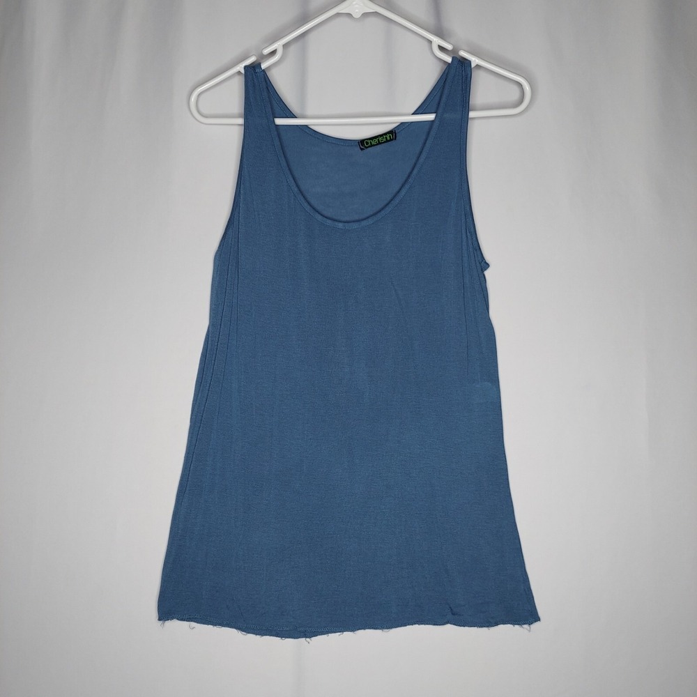 Cherishh Wool-Blend Tank Top Womens Small Blue Lightweight Knit Scoop Base-layer